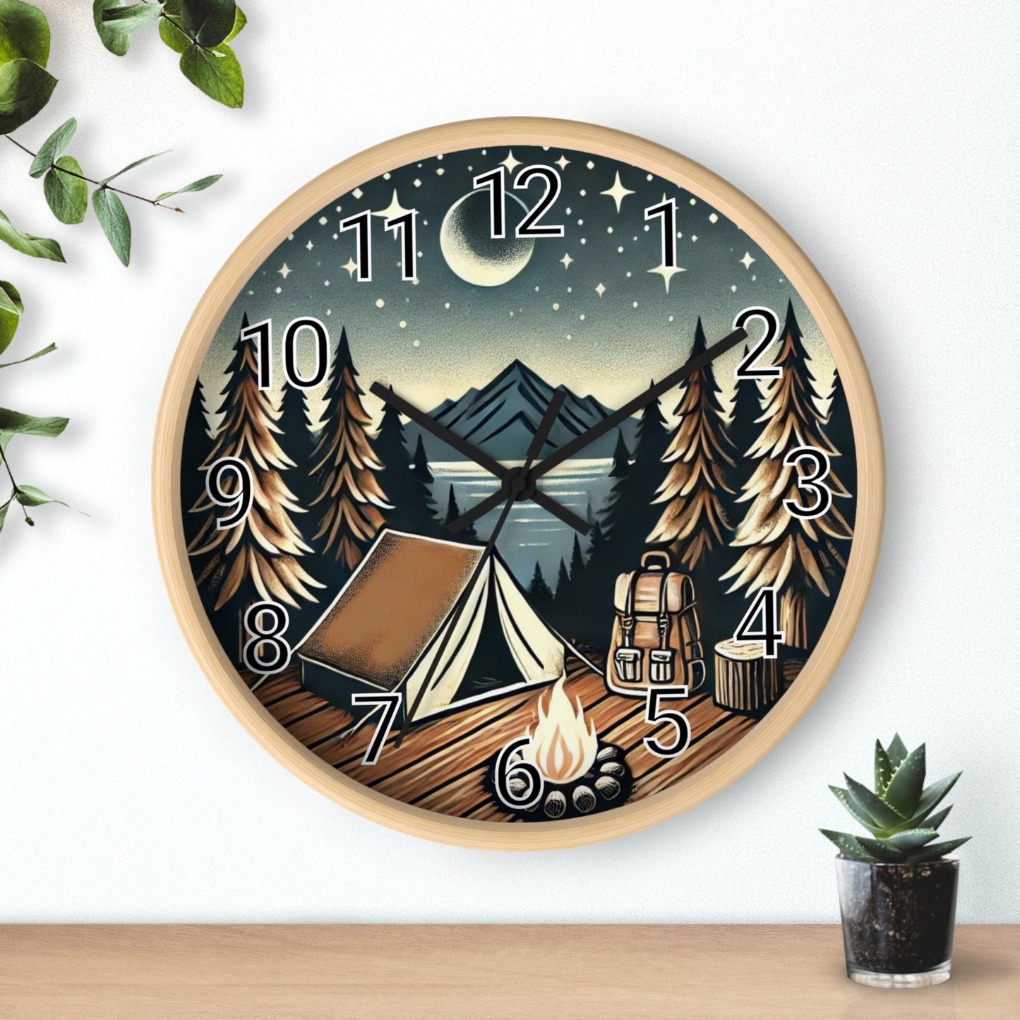 Camping Night Wall Clock