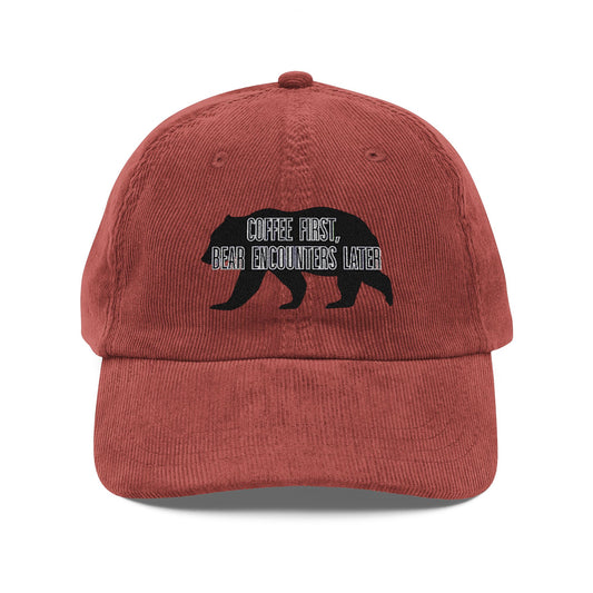 Coffee First, Bear Encounters Later - Velvet Vintage Cap