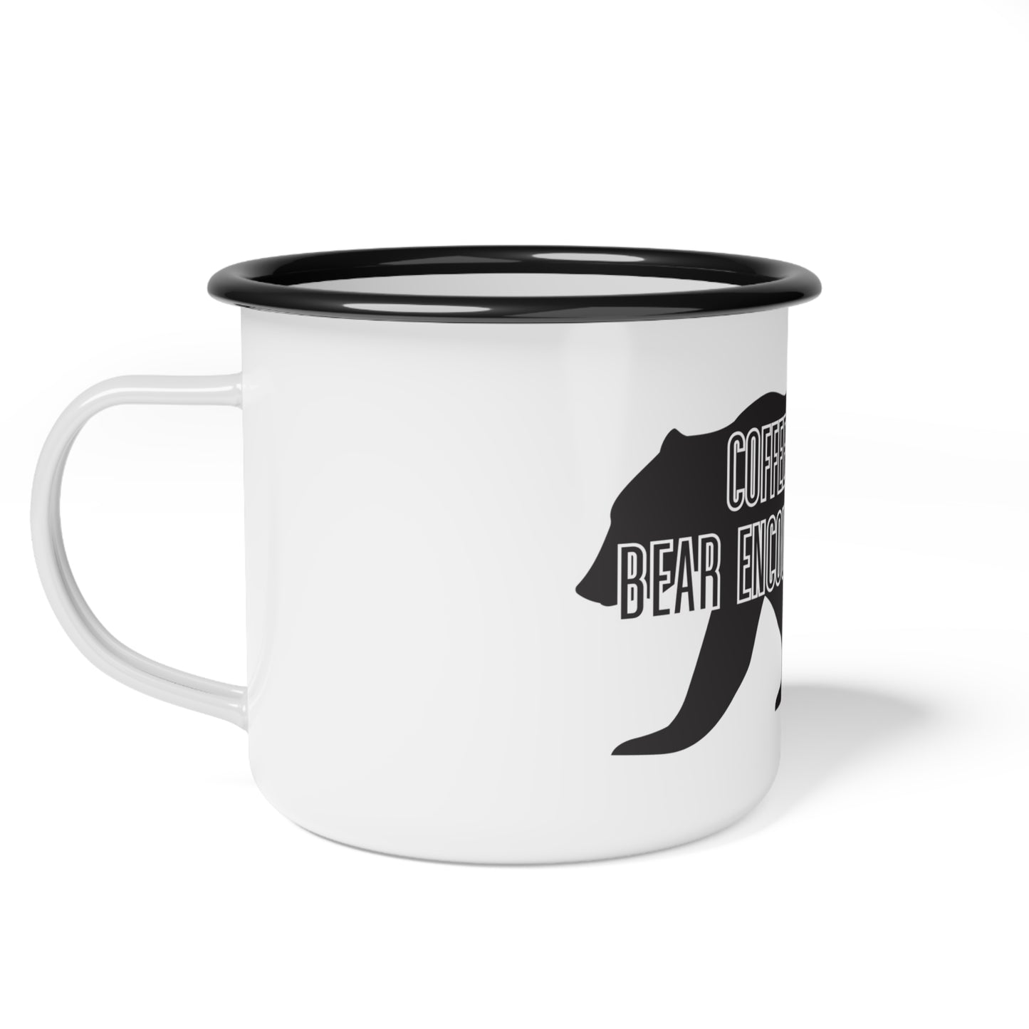 "Coffee First, Bear Encounters Later" Enamel Camp Cup