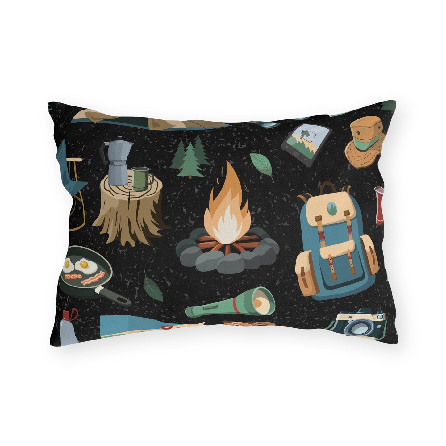 Camping Elements Black Outdoor Pillows