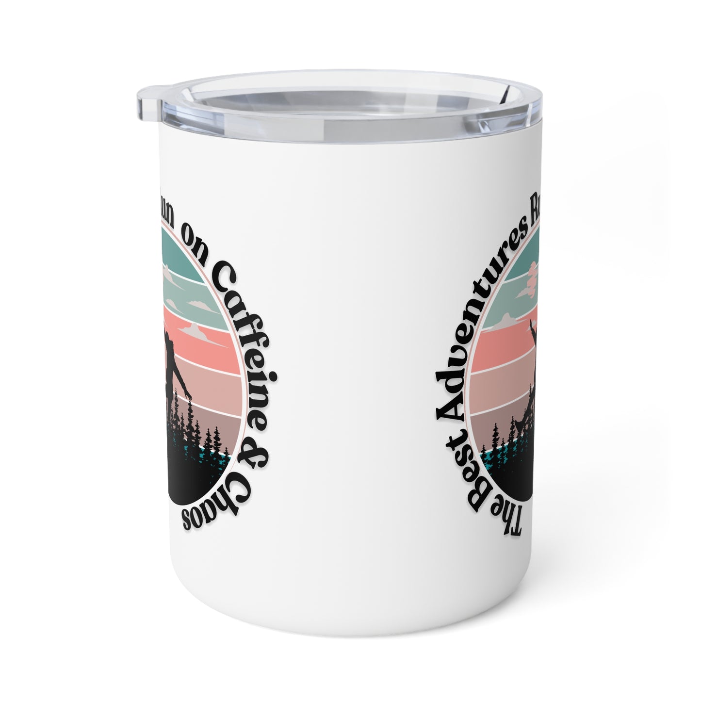 Adventure Insulated Coffee Mug - "Run on Caffeine & Adventure" - 10oz