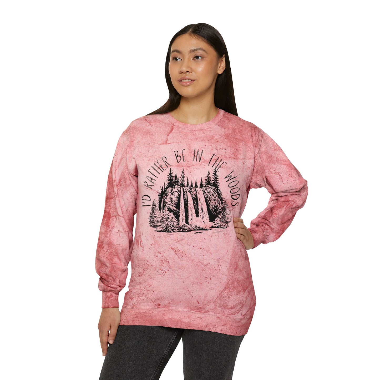I'd Rather Be in the Woods Color Blast Crewneck Sweatshirt