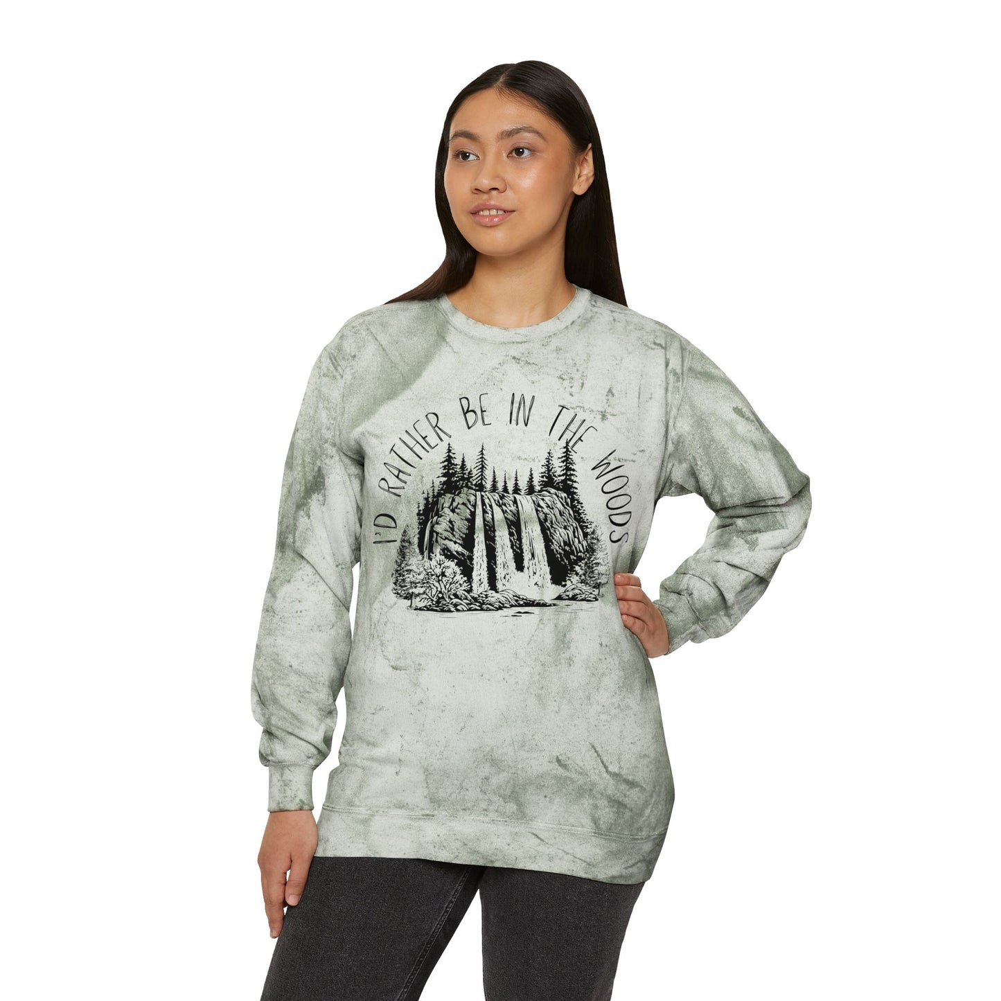 I'd Rather Be in the Woods Color Blast Crewneck Sweatshirt